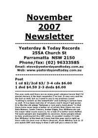 Newsletter November 2007