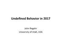 Undefined Behavior in 2017