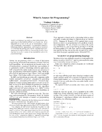 What Is Answer Set Programming?