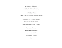 A Calendar of the Papers of LIBEUS BARNEY