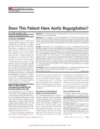 Does This Patient Have Aortic Regurgitation?