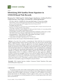 Identifying 2010 Xynthia Storm Signature in GNSS-R-Based Tide Records