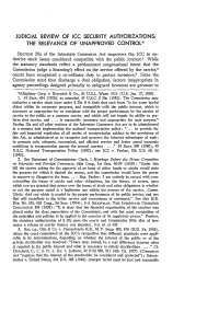 Judicial Review of Icc Security Authorizations: the Relevance of Unapproved Control*