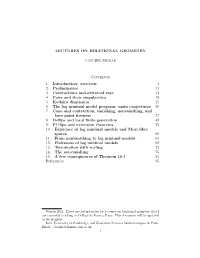 LECTURES on BIRATIONAL GEOMETRY Contents 1. Introduction