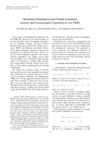 Nonlinear Persistence and Partial Insurance: Income and Consumption Dynamics in the PSID†