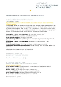 Projects Finnish Baroque Ochestra :: 2021-22