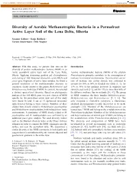 Diversity of Aerobic Methanotrophic Bacteria in a Permafrost Active Layer Soil of the Lena Delta, Siberia