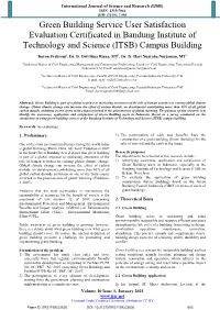 Green Building Service User Satisfaction Evaluation Certificated in Bandung Institute of Technology and Science (ITSB) Campus Building