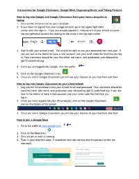 Instructions for Google Classroom, Google Meet, Organizing Email, and Taking Pictures