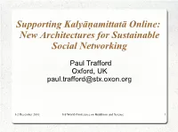 New Architectures for Sustainable Social Networking