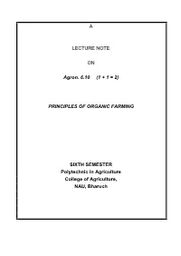 PRINCIPLES of ORGANIC FARMING SIXTH SEMESTER Polytechnic In