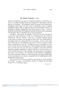 Sir Arthur Schuster, F.R.S
