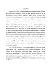 University LGBT Centers and the Professional Roles Attached to Such Spaces Are Roughly