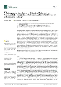 A Retrospective Case Series of Thiamine Deficiency in Non