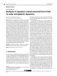 Analysis of Repulsive Central Universal Force Field on Solar and Galactic