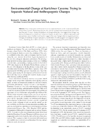 Environmental Change at Kartchner Caverns: Trying to Separate Natural and Anthropogenic Changes