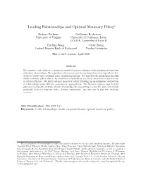 Lending Relationships and Optimal Monetary Policy∗