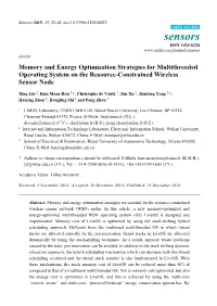 Memory and Energy Optimization Strategies for Multithreaded Operating System on the Resource-Constrained Wireless Sensor Node