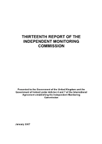 Thirteenth Report of the Independent Monitoring Commission (PDF