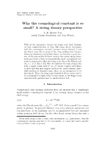 Why the Cosmological Constant Is So Small? a String Theory Perspective