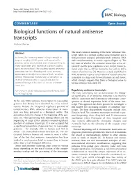 Biological Functions of Natural Antisense Transcripts Andreas Werner