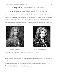 Chapter 4. Applications of Derivatives 4.5. Indeterminate Forms and L’Hˆopital’S Rule