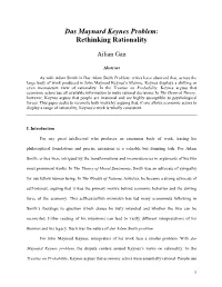 Das Maynard Keynes Problem: Rethinking Rationality