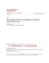 Determining Blame During the Salem Witch Trials John R