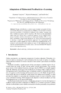 Adaptation of Elaborated Feedback in E-Learning