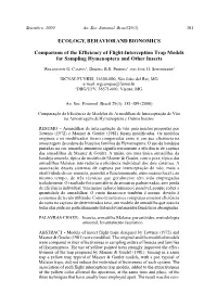 ECOLOGY, BEHAVIOR and BIONOMICS Comparison of The