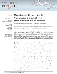 Ftx Is Dispensable for Imprinted X-Chromosome Inactivation In