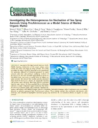 Investigating the Heterogeneous Ice Nucleation of Sea Spray Aerosols Using Prochlorococcus As a Model Source of Marine Organic Matter † ‡ † § ‡ ‡ Martin J