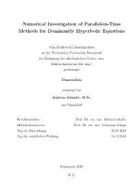 Numerical Investigation of Parallel-In-Time Methods for Dominantly Hyperbolic Equations