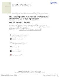 The Sampling Continuum: Musical Aesthetics and Ethics in the Age of Digital Production