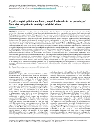 Tightly Coupled Policies and Loosely Coupled Networks in the Governing of Flood Risk Mitigation in Municipal Administrations