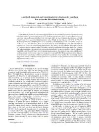 Analytical, Numerical, and Experimental Investigation of a Luneburg Lens System for Directional Cloaking