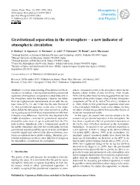 Gravitational Separation in the Stratosphere – a New Indicator of Open Access Atmospheric Circulation Biogeosciences Biogeosciences Discussions S