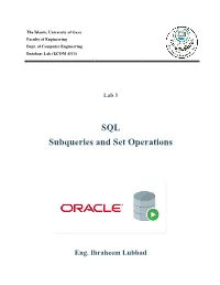 SQL Subqueries and Set Operations