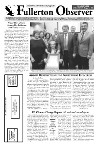 2018 EARLY DECEMBER 2018 Text & Photos by Mike Ritto Allmedia@Sbcglobal.Net Fullerton Photo Quiz NEW in TOWN