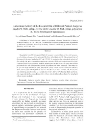 Antioxidant Activity of the Essential Oils of Different Parts of Juniperus Excelsa M