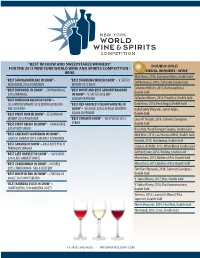 Best Sauvignon Blanc in Show” – “Best Sparkling Wine in Show”– V