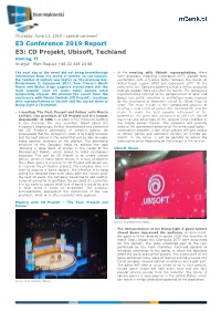 CD Projekt, Ubisoft, Techland Gaming, IT Analyst: Piotr Bogusz +48 22 438 24 08