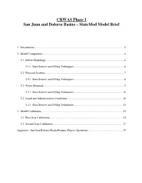 CRWAS Phase I San Juan and Dolores Basins – Statemod Model Brief