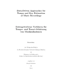 Data-Driven Approaches for Tempo and Key Estimation of Music Recordings