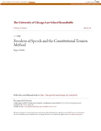 Freedom of Speech and the Constitutional Tension Method Eugene Volokh