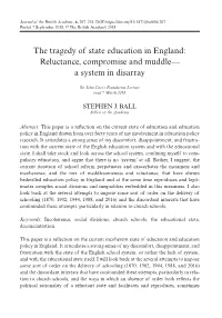 The Tragedy of State Education in England: Reluctance, Compromise and Muddle— a System in Disarray