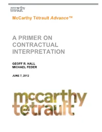 A Primer on Contractual Interpretation