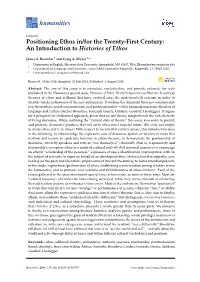 An Introduction to Histories of Ethos