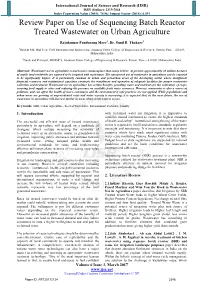 Review Paper on Use of Sequencing Batch Reactor Treated Wastewater on Urban Agriculture