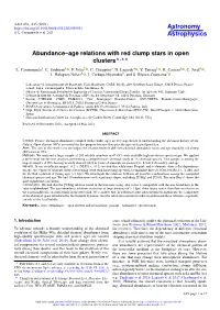 Abundance–Age Relations with Red Clump Stars in Open Clusters?,?? L